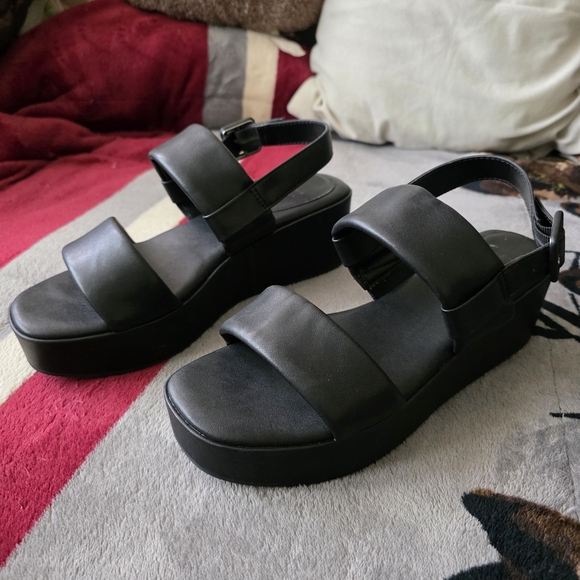 Black A New Day Chunky Platform Sandal Heels with Straps Size 9 - Picture 4 of 4
